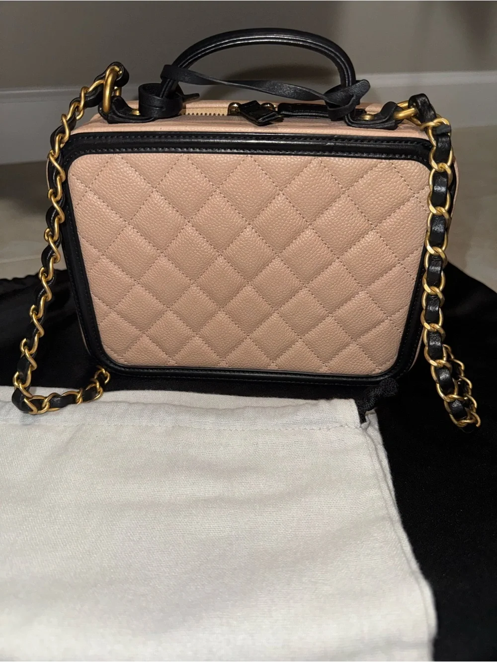 CHANEL quilted beige